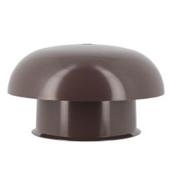 Chapeau de ventilation rond Nicoll - Diamètre 204 mm - Sortie 125 mm - Avec moustiquaire - PVC anti-UV - Marron