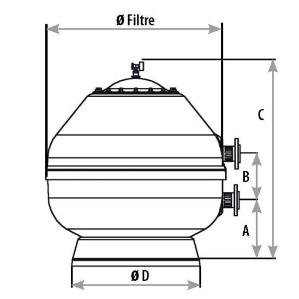 Filtre à sable Astralpool Vesubio - Ø 600 mm - débit de 14 m³/h - 1 1/2"