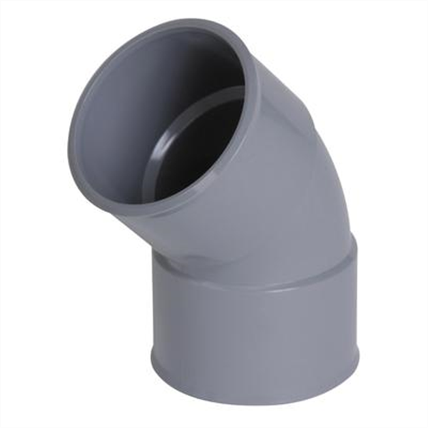 Coude femelle/femelle Nicoll pour évacuation eaux usées - Diamètre 50 mm - Angle 45° - PVC - Gris