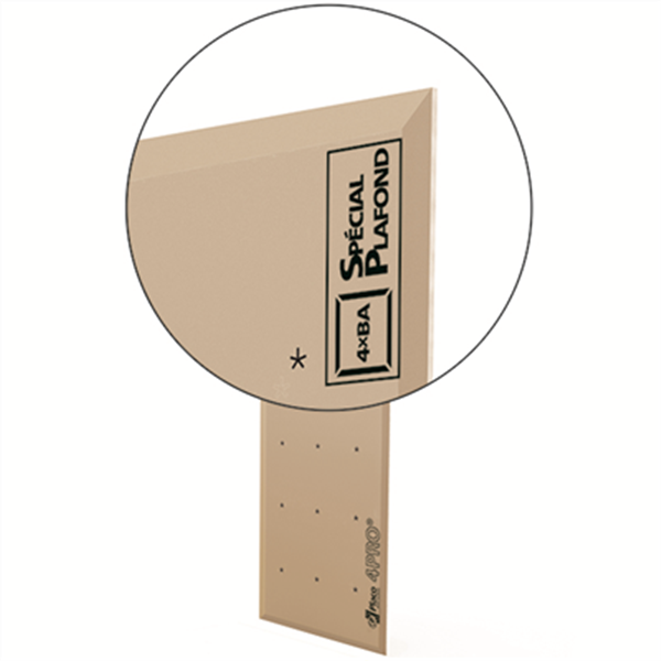Plaque de plâtre plafond Placo 4PRO 4BA - 2,50 M x 1,20 M - ép. 13 MM