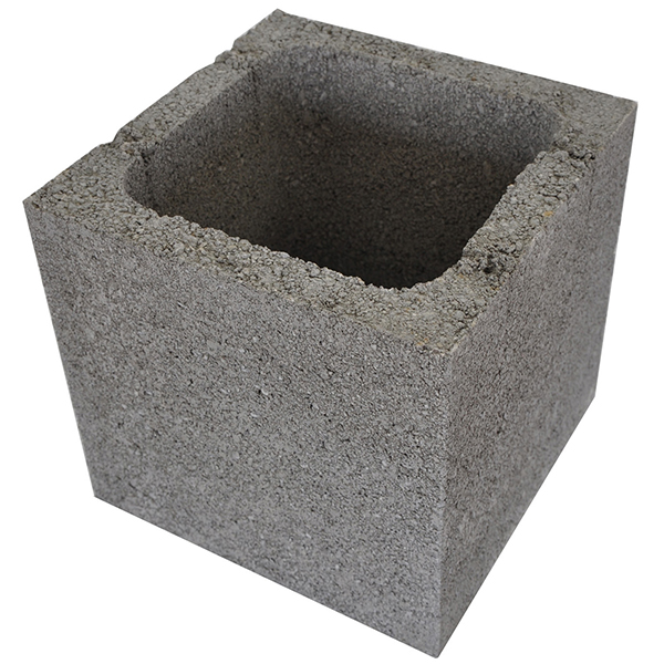 Bloc poteau pilier en béton brut Obra -  26 CM x 26 CM x 25 CM