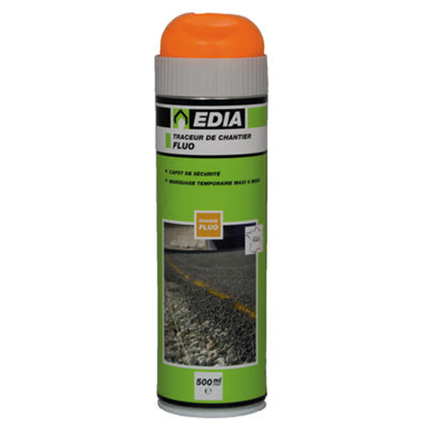 Traceur de chantier Edia fluo temporaire orange 6 mois 500 mL