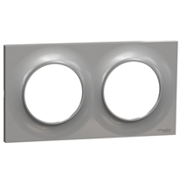 Plaque de finition double Schneider Odace Styl - aluminium