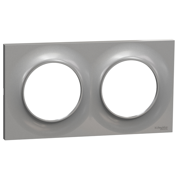 Plaque de finition double Schneider Odace Styl - aluminium