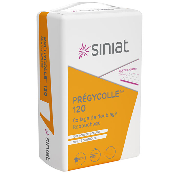 Mortier adhésif Siniat Prégycolle 120 - sac de 25 KG