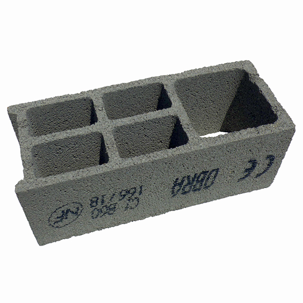 Bloc béton poteau 500x200x200 mm - B60 OBRA - 3 parois 5 trous