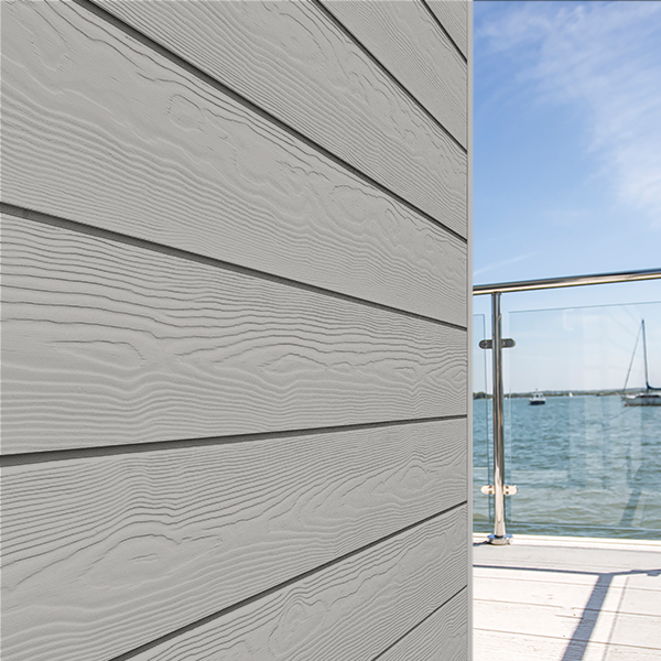 Lame de bardage en fibres-ciment Cedral Click finition relief Gris platine C05