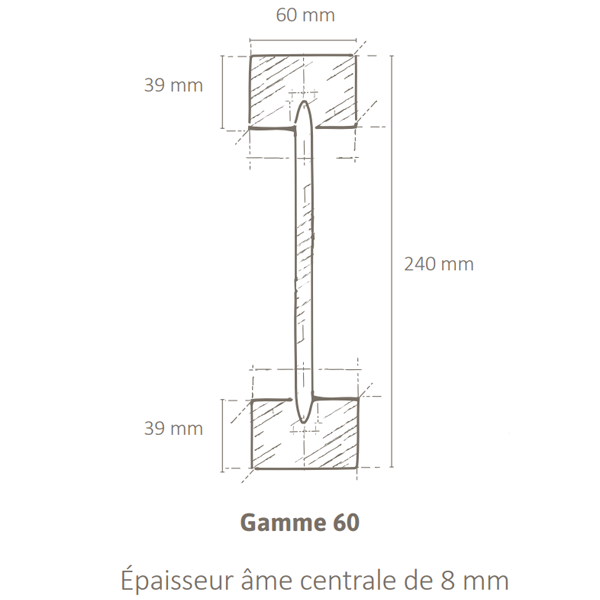 Poutre en I Inojoist non traitée - 60 x 240 mm - longueur 13,00 M