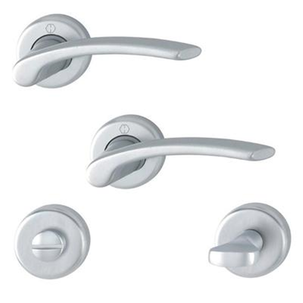 Ensemble rosace clé L Ibiza Hoppe alu chromé porte de 31-42 mm carré 7mm