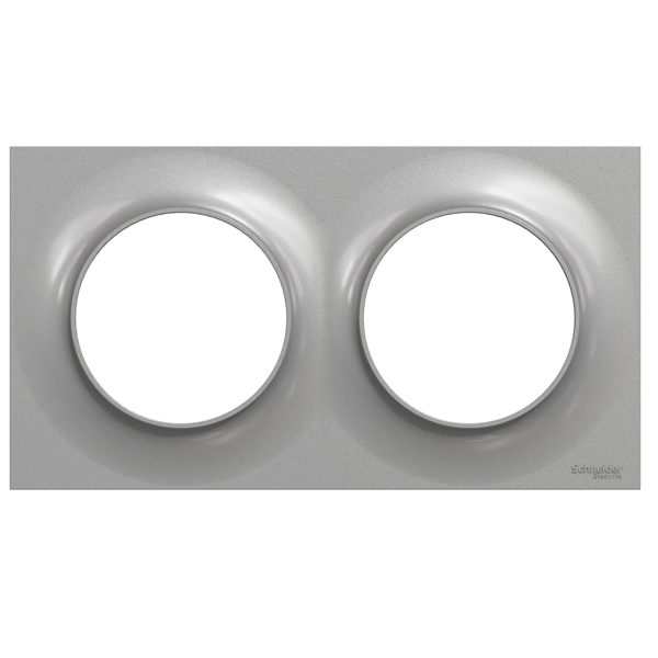 Plaque de finition double Schneider Odace Styl - aluminium