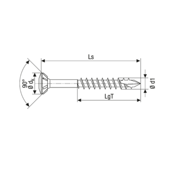 Vis façade - 4.5x60mm filetage partiel tête bombée acier inoxydable A2