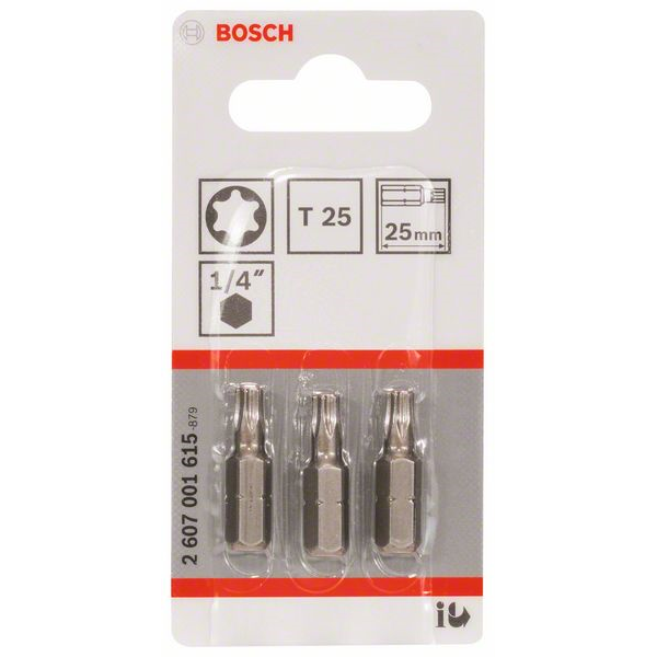 Embout de vissage Bosch extra-dure 6 pans 1/4" Torx T25 25 mm lot de 3