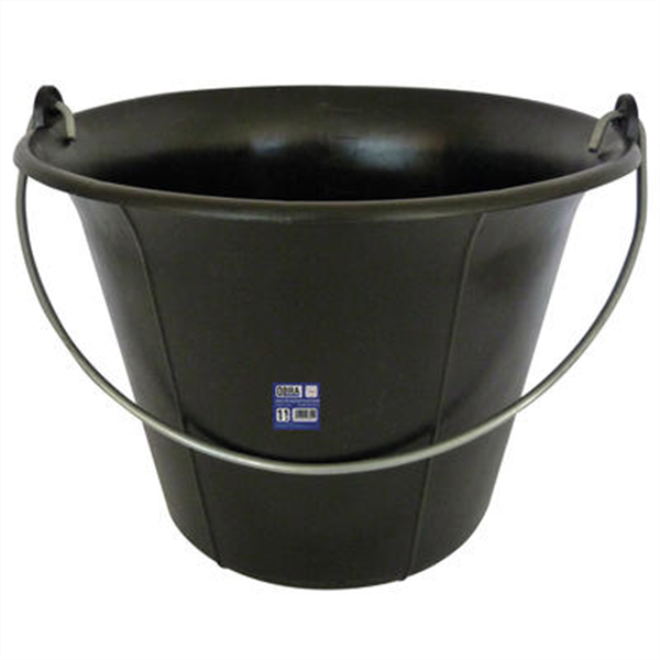 Seau maçon plastique Obra anse 6,4 mm 11 litres Polyéthylène noir