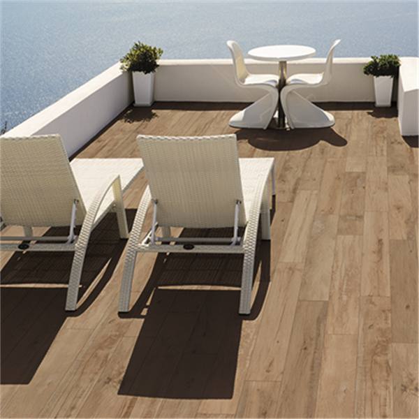 Carrelage de sol extérieur effet bois Woodgeneration Grip Edilis - Moka - 120 CMx20 CM