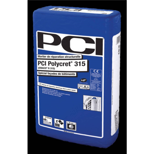 Mortier fibré pour réparations structurelles spécial façades de bâtiments - PCI Polycret 315 - sac de 25 KG