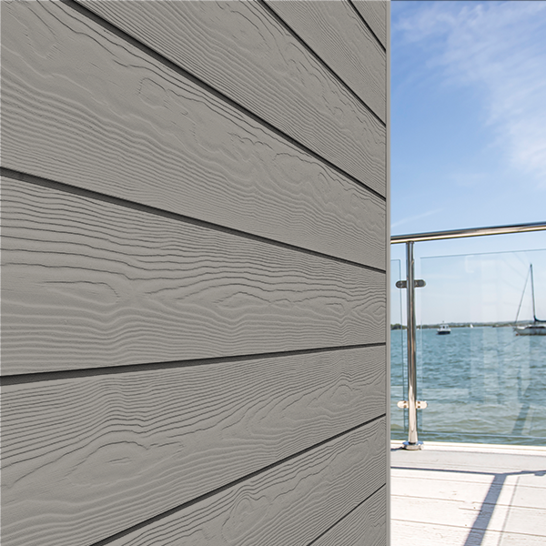 Lame de bardage en fibres-ciment Cedral Click finition relief Gris perle C52