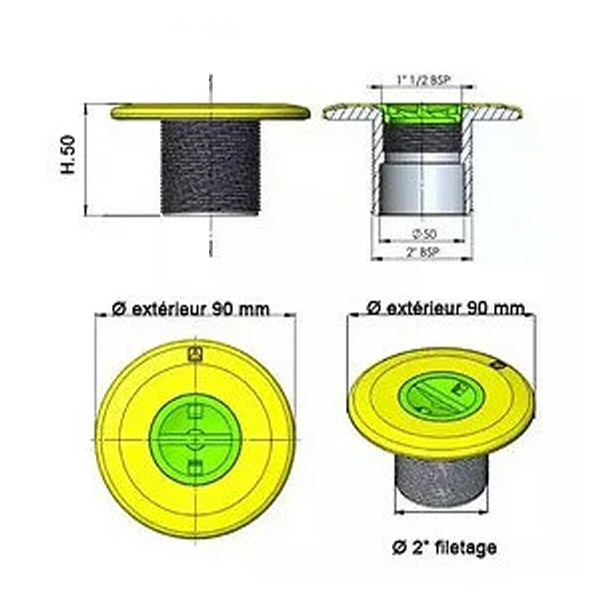 Prise balai pour piscine béton Astralpool - ABS blanc - bouchon de 1 1/2"