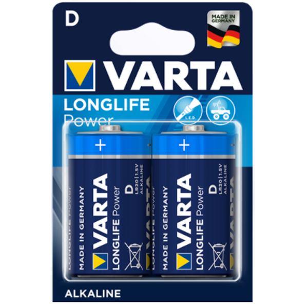 Piles alcalines High Energy D Varta LR20 - tension 1.5V - lot de 2 piles