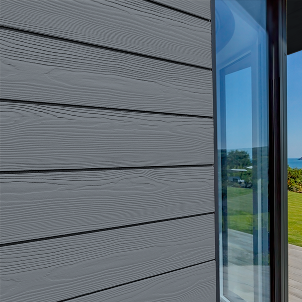 Lame de bardage en fibres-ciment Cedral Click finition relief Gris acier C15