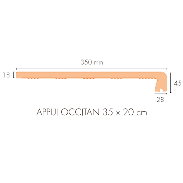 Appui de fenêtre Occitan Terreal AP11 en terre cuite lisse - Rouge - 350 MM x 200 MM x 45 MM