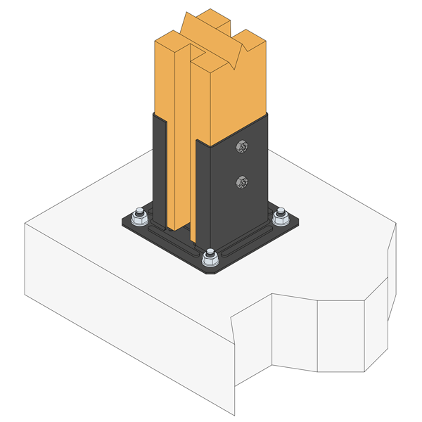Pied de poteau carré Simpson PPJNC90PB pour poteau de 90 x 90 mm