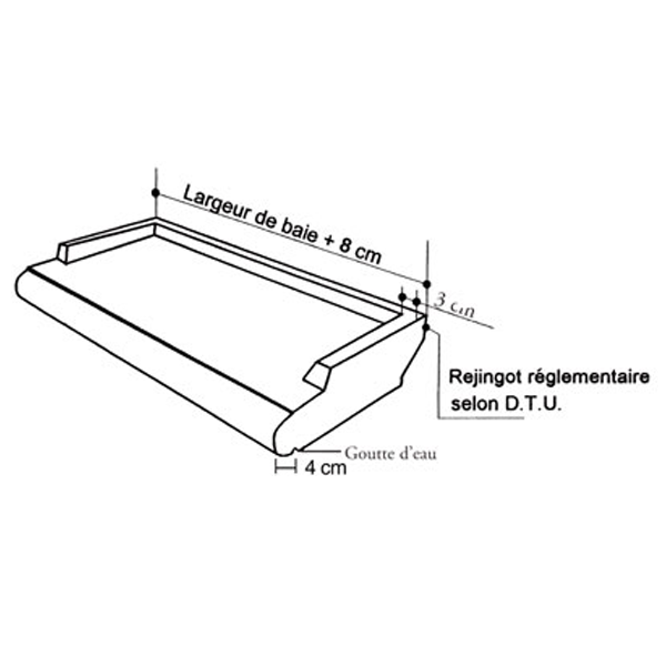 Appui de fenêtre arrondi en pierre reconstituée sable - 35 CM x 0,68 M
