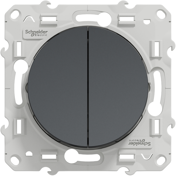 Interrupteur double poussoir Schneider Odace anthracite - 10A 250V