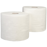 Essuie main 100% cellulose blanche  - 2 plis - 1000 feuilles format 20.90 x 23 cm - Lot de 2 bobines