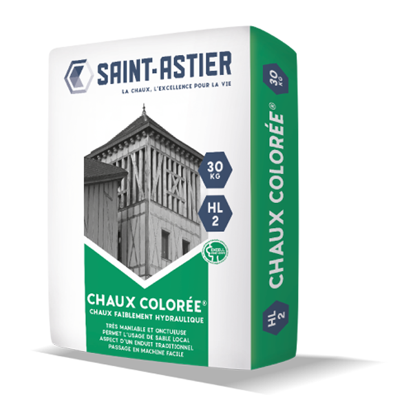 Chaux naturelle colorée Saint Astier HL 2 Teinte SB super blanc - 30 KG