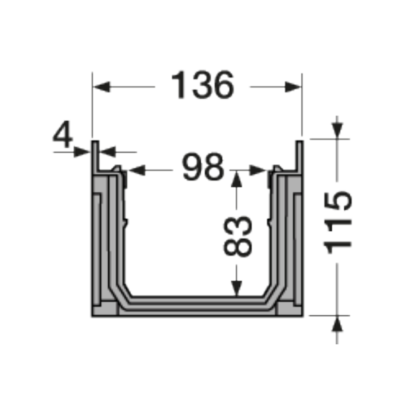 Caniveau Nicoll Connecto CAN177 - 1000 MM x 136 MM x 115 MM