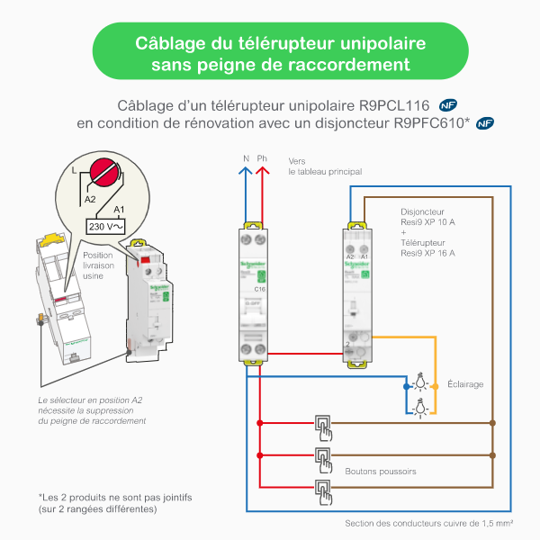 Télérupteur unipolaire Schneider Resi9 - NF - 1 NO - 16 A