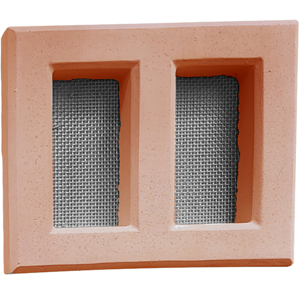 Claustra d'aération avec grille en inox - 155,00 MM x 130 MM - couleur Terre cuite