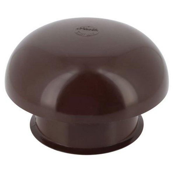 Chapeau de ventilation rond Nicoll - Diamètre 164,5 mm - Sortie 100 mm - Avec moustiquaire - PVC anti-UV - Marron