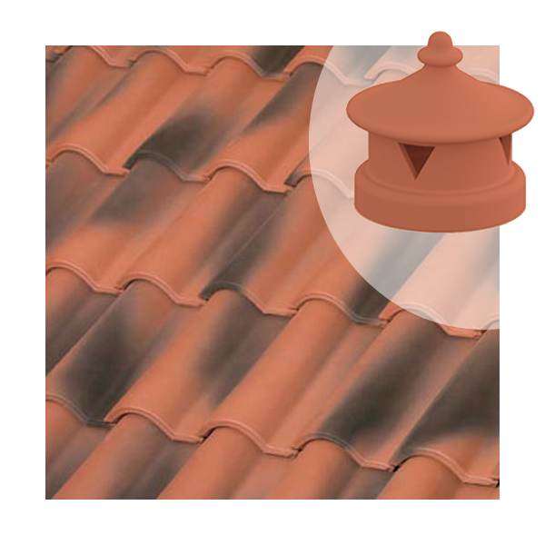 Lanterne universelle Tejas Borja pour tuile - Ø 130 mm - Nature rouge vieillie