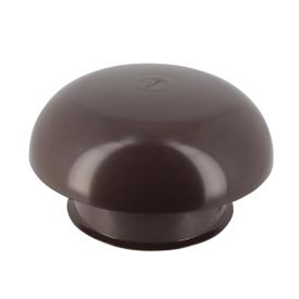 Chapeau de ventilation rond Nicoll - Diamètre 204 mm - Sortie 125 mm - Avec moustiquaire - PVC anti-UV - Marron
