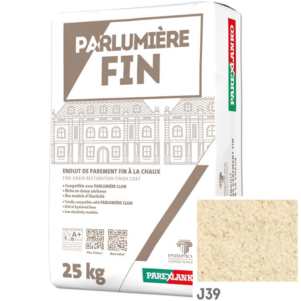 Enduit de parement à la chaux fin Parlumière J39 Sable d'Athènes 25 KG