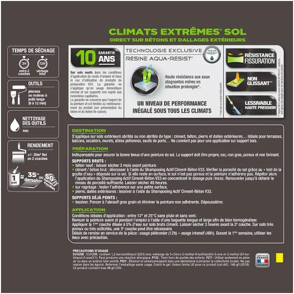 Peinture sols extérieurs avec sous-couche intégrée - Climats extrêmes V33 - 0,5 LTR