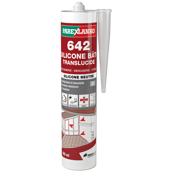 Mastic silicone neutre bâtiment 642 ParexLanko Translucide 300 ml