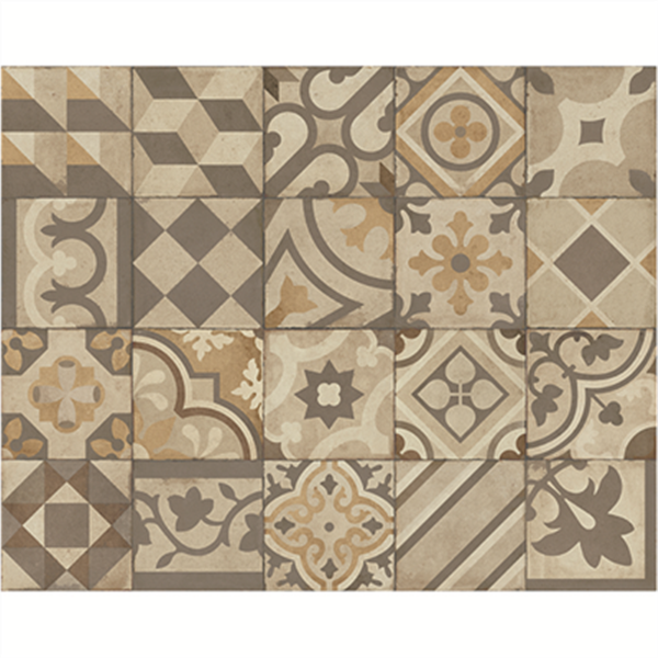 Carrelage intérieur effet carreaux de ciment - Ottocento Decoro Mix - 20,0 CM x 20,0 CM - ép. 10,00 MM - Ambra