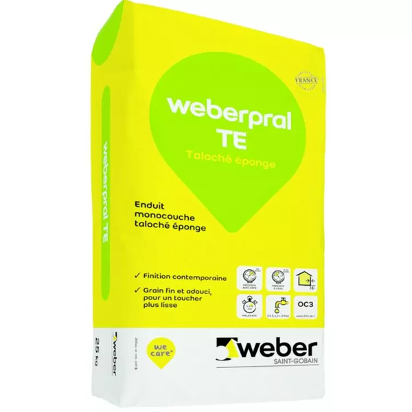 Enduit monocouche taloché éponge Weberpral TE 700 Blanc éclat - 25 kg