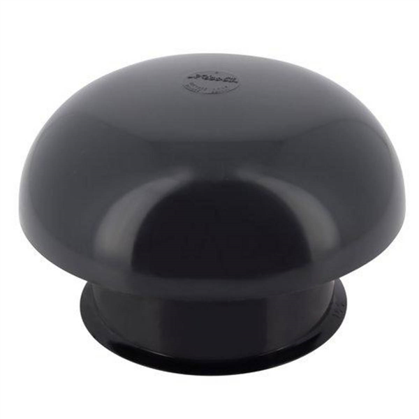 Chapeau de ventilation rond Nicoll - Diamètre 259 mm - Sortie 160 mm - Sans moustiquaire - PVC anti-UV - Gris anthracite