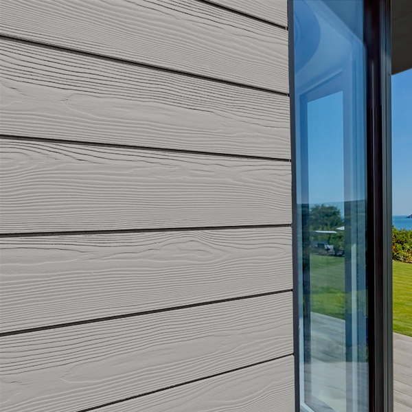 Lame de bardage en fibres-ciment Cedral Click finition relief Gris platine C05