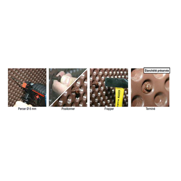 Cheville d'étanchéité en soubassement Isol-Fix 100 % nylon marron - perçage de 6 mm - sachet de 100