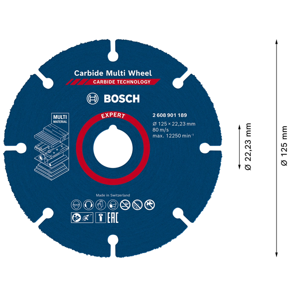 Disque à tronçonner multi-matériaux - Expert Carbure Bosch - 125 mm