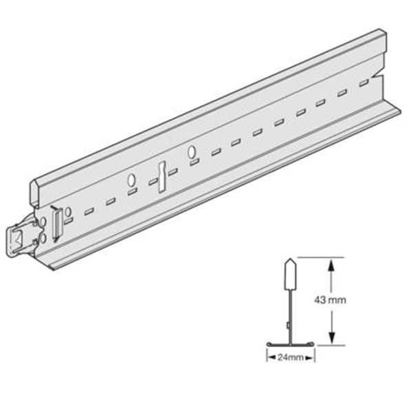 Porteur Prélude plafond suspendu - 24 MM x 43,0 MM - Long. 3,60 M - Blanc