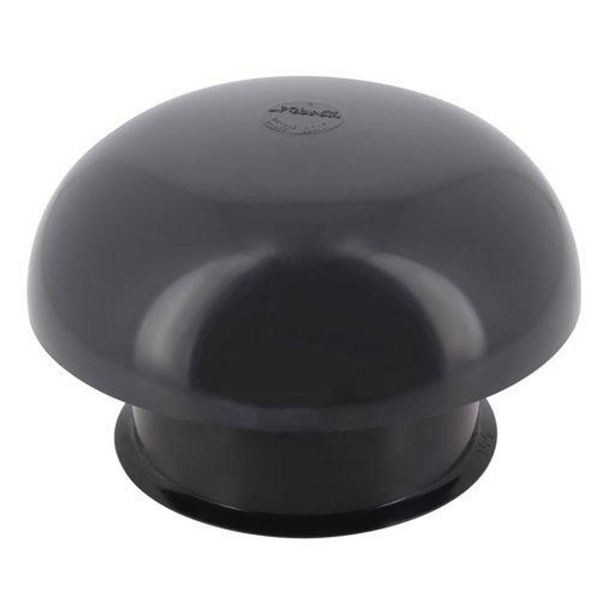 Chapeau de ventilation rond Nicoll - Diamètre 204 mm - Sortie 125 mm - Avec moustiquaire - PVC anti-UV - Anthracite