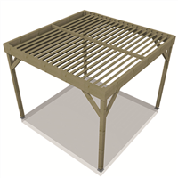 Pergola bois indépendante à toit plat - Pin traité Classe 4 vert