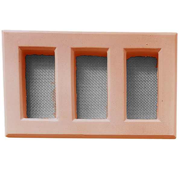 Claustra d'aération avec grille en inox - 215,00 MM x 130 MM - couleur Terre cuite