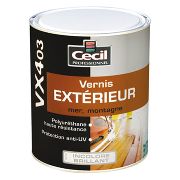 Vernis bois extérieur VX403 Cecil protection U.V Incolore brillant 2,5L