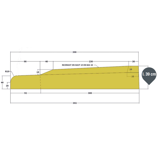 Seuil de porte Prestige - béton blanc  - 39 CM x 0,94 M